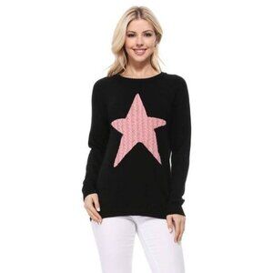 Cute Star Jacquard Round Neck Pullover Sweater Small
